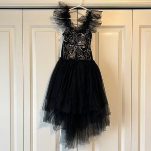 Tutu Du Monde black beaded skull dress with tulle skirt size 6-7